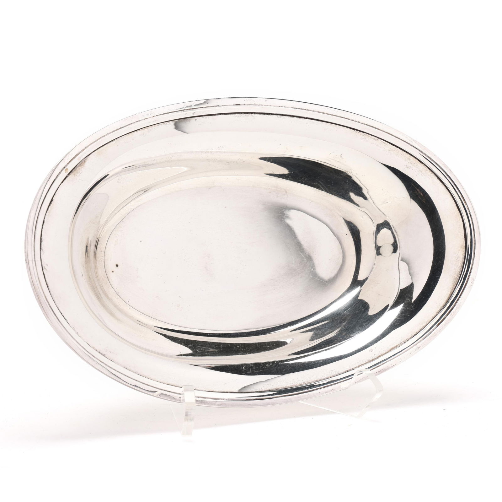 Tiffany & Co. Sterling Silver Bread Dish: Tiffany & Co. Sterling Silver Bread Dishperiod mark circa 1947-1956, directorship of Louis DeBebian Moore, pattern number 22551, not monogrammed. 6 3/4 x 10 1/2 in. 13.3 troy oz. Private Collection, G