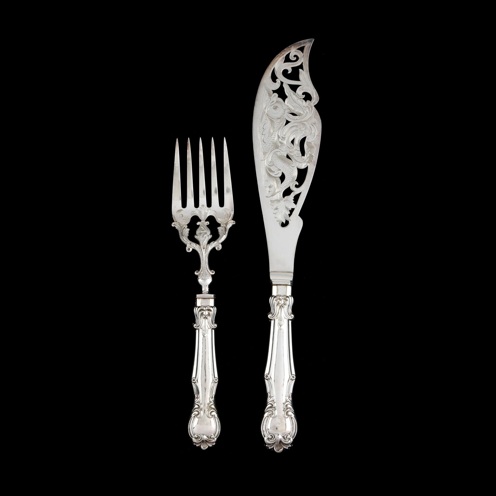 Large Antique English Silver-Plated Fish Set (1 of 3)