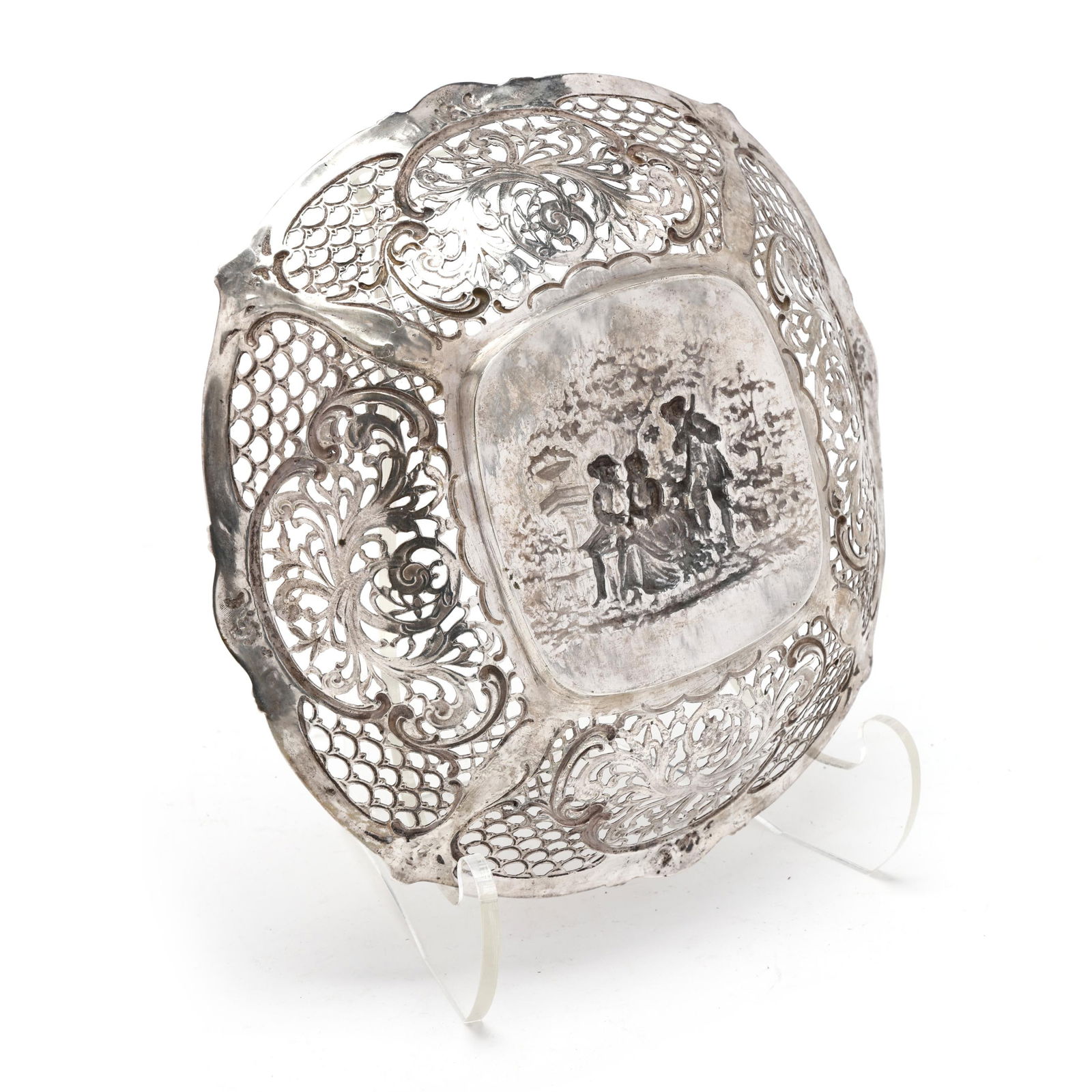 German Silver Repousse Basket - 4