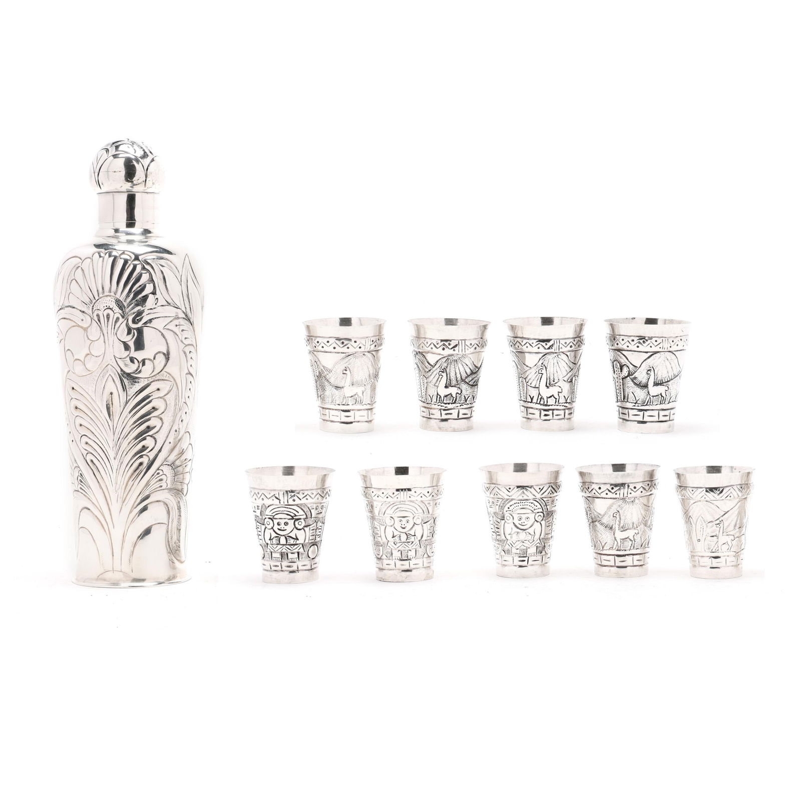 Peruvian Sterling Silver Pisco Sour Shaker and Cup Set (1 of 12)