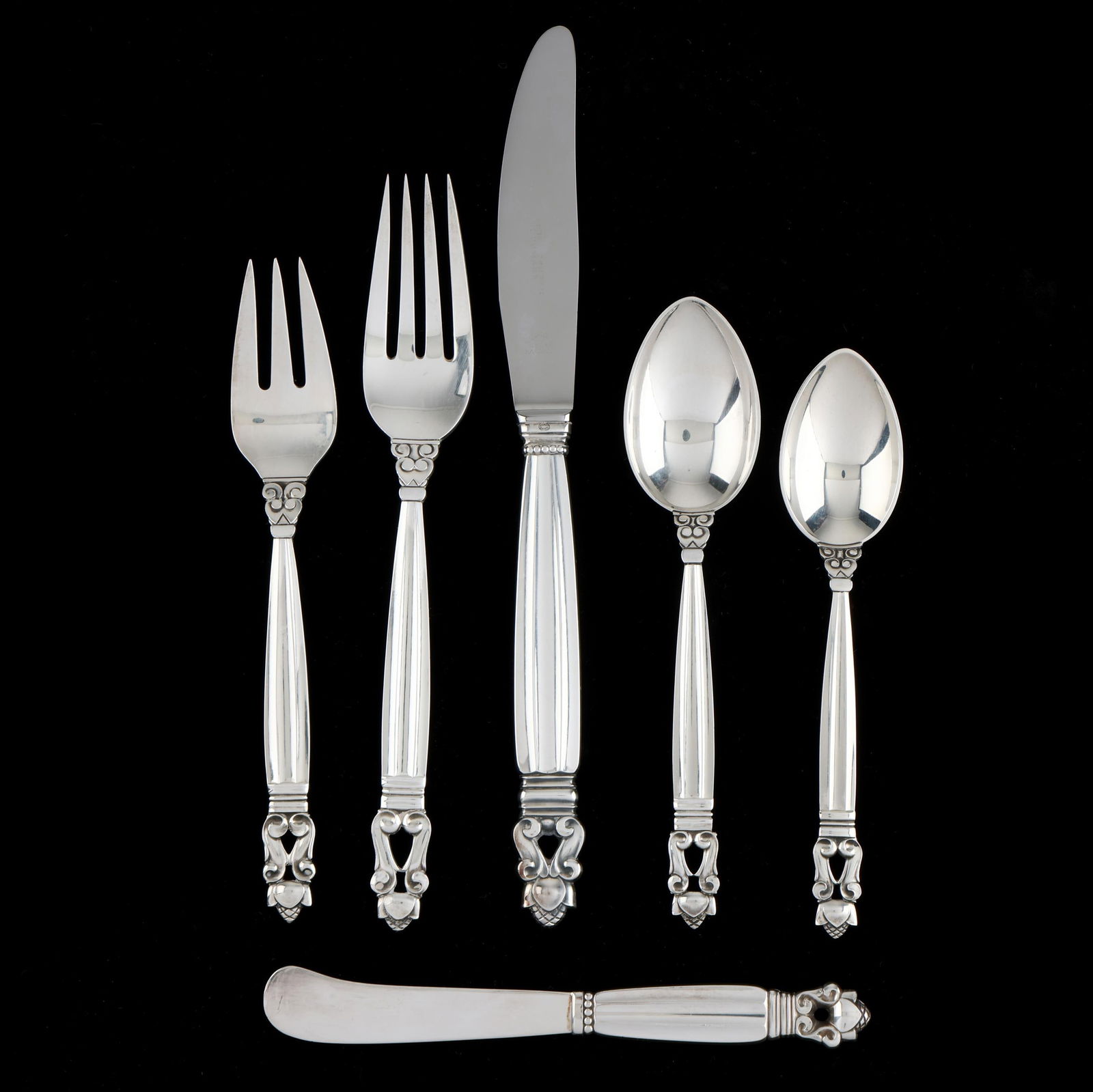 Georg Jensen Acorn Sterling Silver Flatware Service for Twelve (1 of 6)