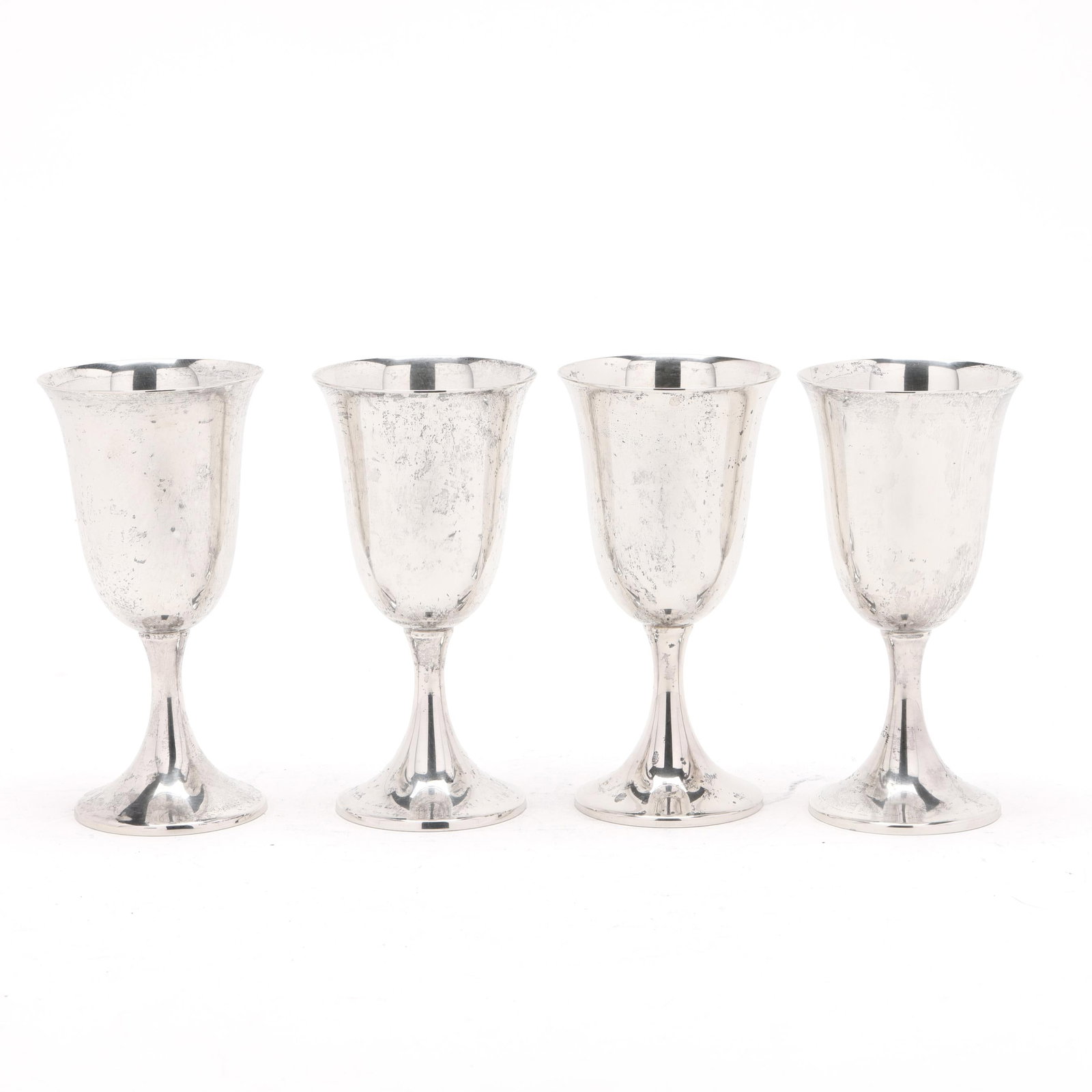 Set of Four Sterling Silver Water Goblets (1 of 4)