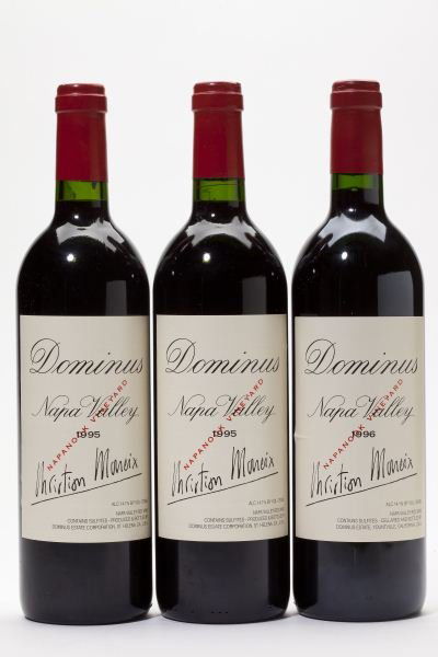 1996 & 1995 Dominus: 1996 & 1995 DominusVintage 1996, Napanook Vineyard, into neck (1) Vintage 1995, Napanook Vineyard, 2bn (2)3 total bottles Provenance: Estate of the late Dr. Stewart Penfold Blake of Palo
