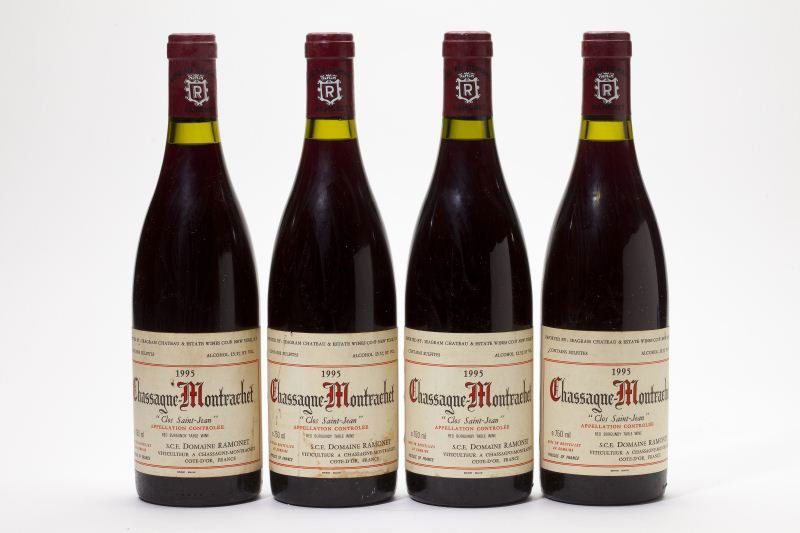 Chassagne Montrachet: Chassagne Montrachet19954 bottlesClos Saint-Jean, Ramonet1.5cm or better Provenance: Estate of the late Dr. Stewart Penfold Blake of Palo Alto, CA and Charlotte, NC