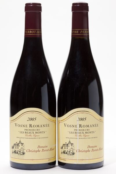 Vosne Romanee: Vosne Romanee 2005 2 bottles Les Beaux Monts, Vieilles Vignes, Perrot-Minot 0.5cm or better