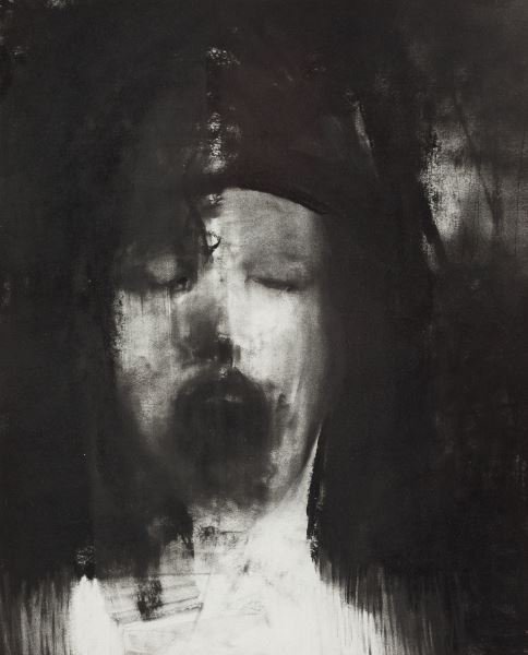 Tim Jones (NC), "I Remember Why I Dream in...": Tim Jones (NC), "I Remember Why I Dream in..." "...Black and White #6," charcoal on paper, signed and dated along lower margin "Jones 04," matted and framed under glass. SS 15.5 x 12.5 in.; DOA 24 x 2