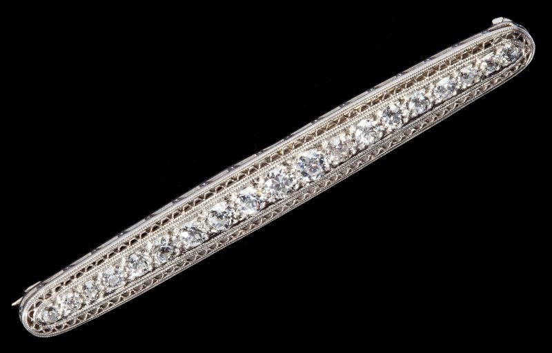 Platinum Diamond Bar Brooch