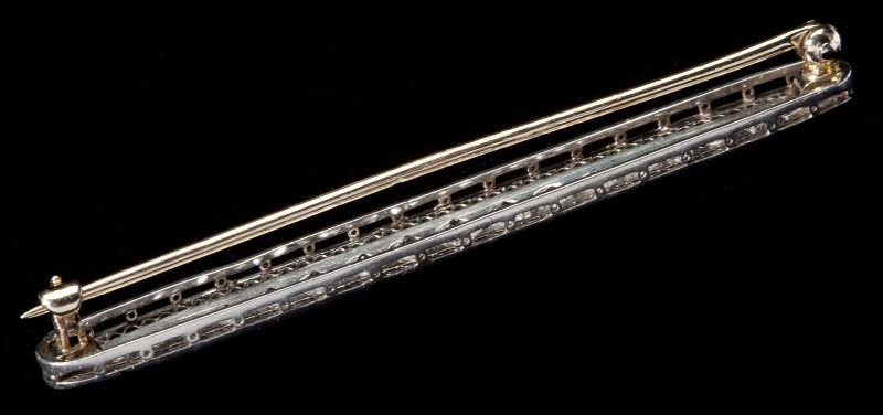 Platinum Diamond Bar Brooch - 2