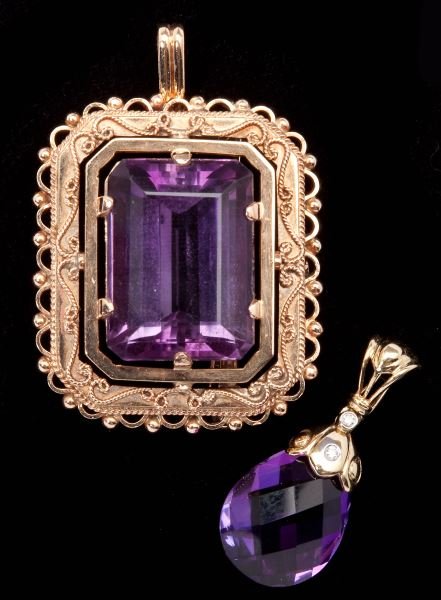 Amethyst Brooch/Pendant and Briolette Pendant