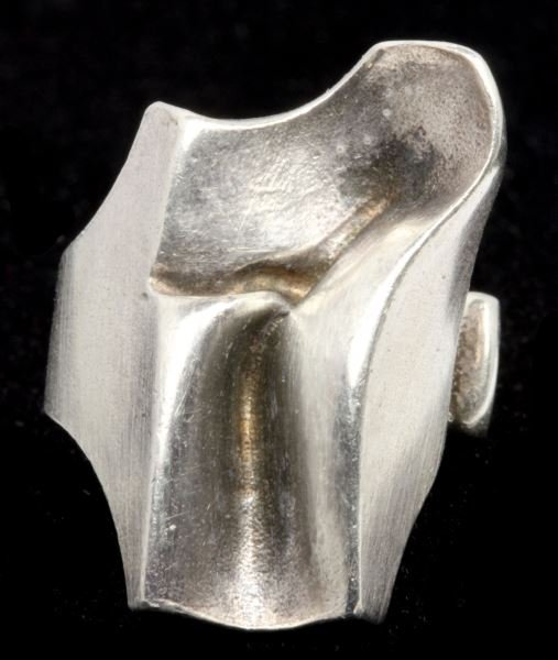 Bold Modernist Sterling Ring, Bjorn Weckstrom: Bold Modernist Sterling Ring, Bjorn Weckstrom for Lapponia, circa 1970s, designed in a biomorphic form which wraps around the finger as one piece, fully hallmarked, mounted in stamped sterling silver.