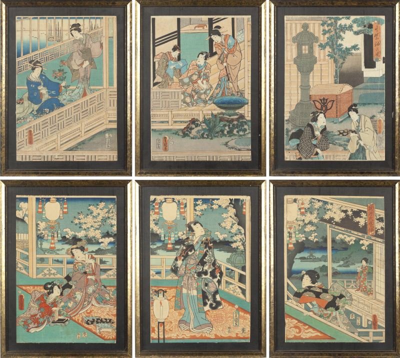 Two Japanese Woodblock Triptychs