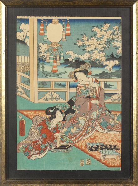 Two Japanese Woodblock Triptychs - 8