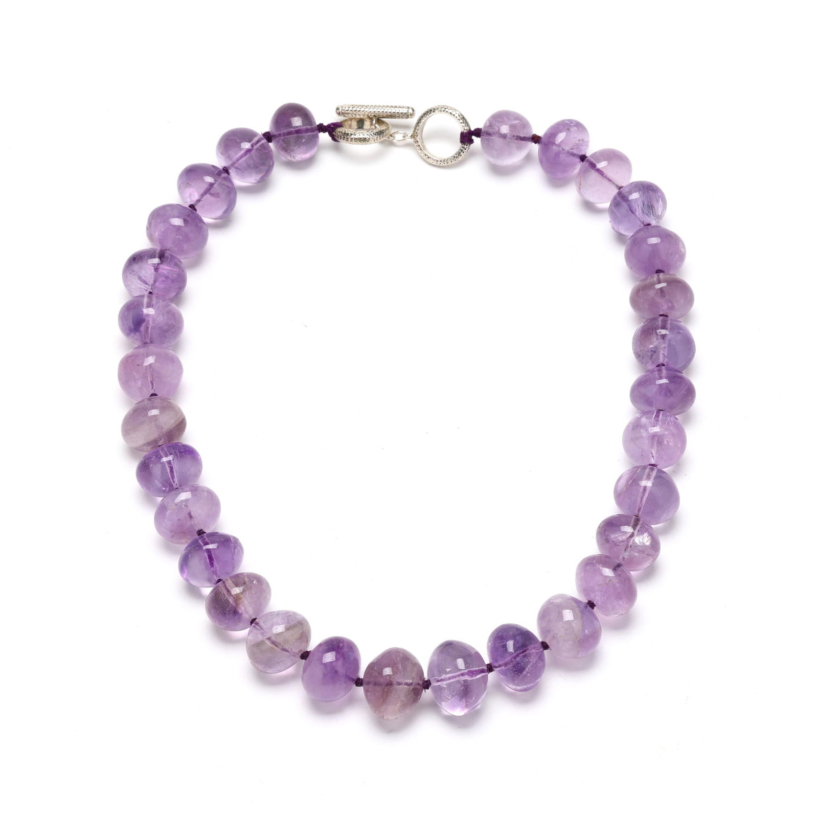 Amethyst Bead Necklace with Silver Clasp (1 of 2)