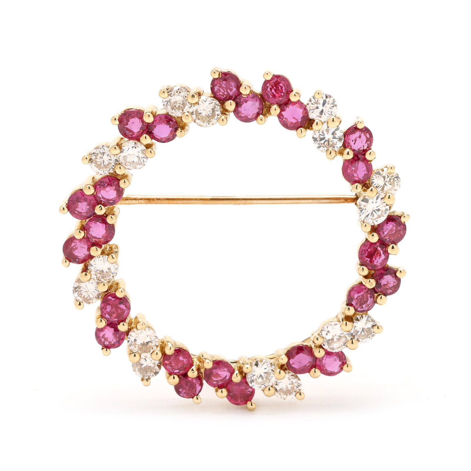 Gold, Ruby, and Diamond Wreath Brooch (1 of 3)