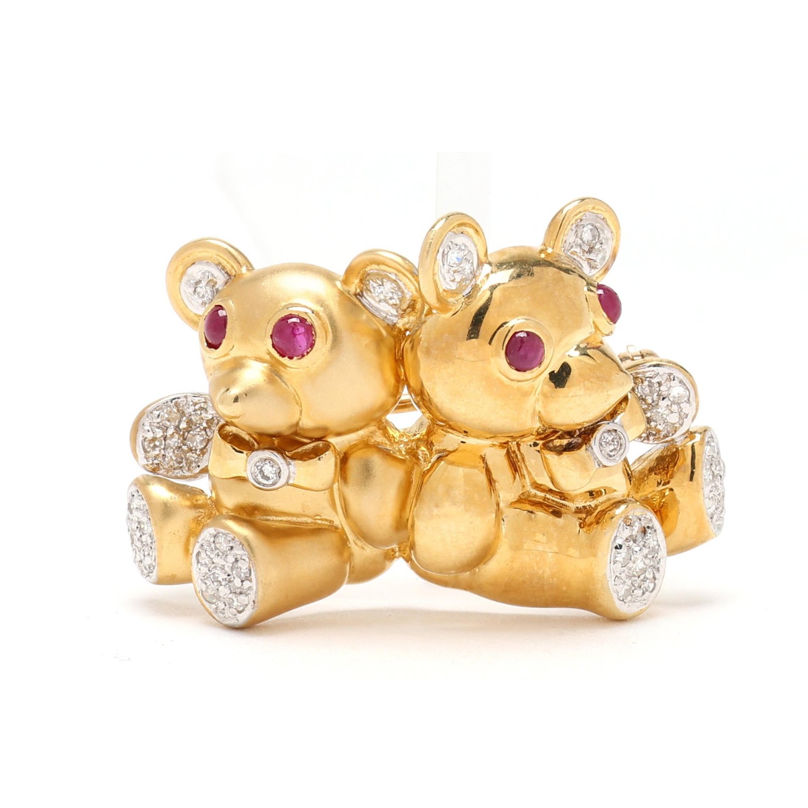 Gold, Diamond, and Ruby Teddy Bear Brooch (1 of 3)