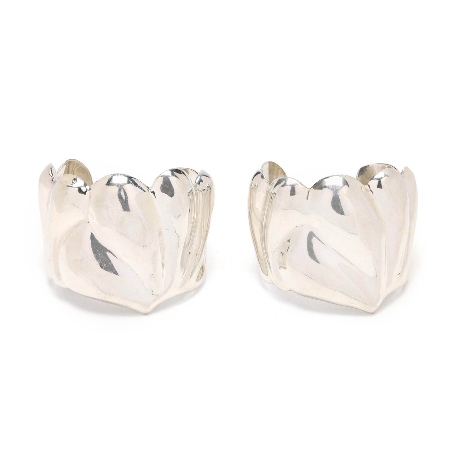 Near Pair of Sculptural Silver Cuff Bracelets, Mexico (1 of 6)