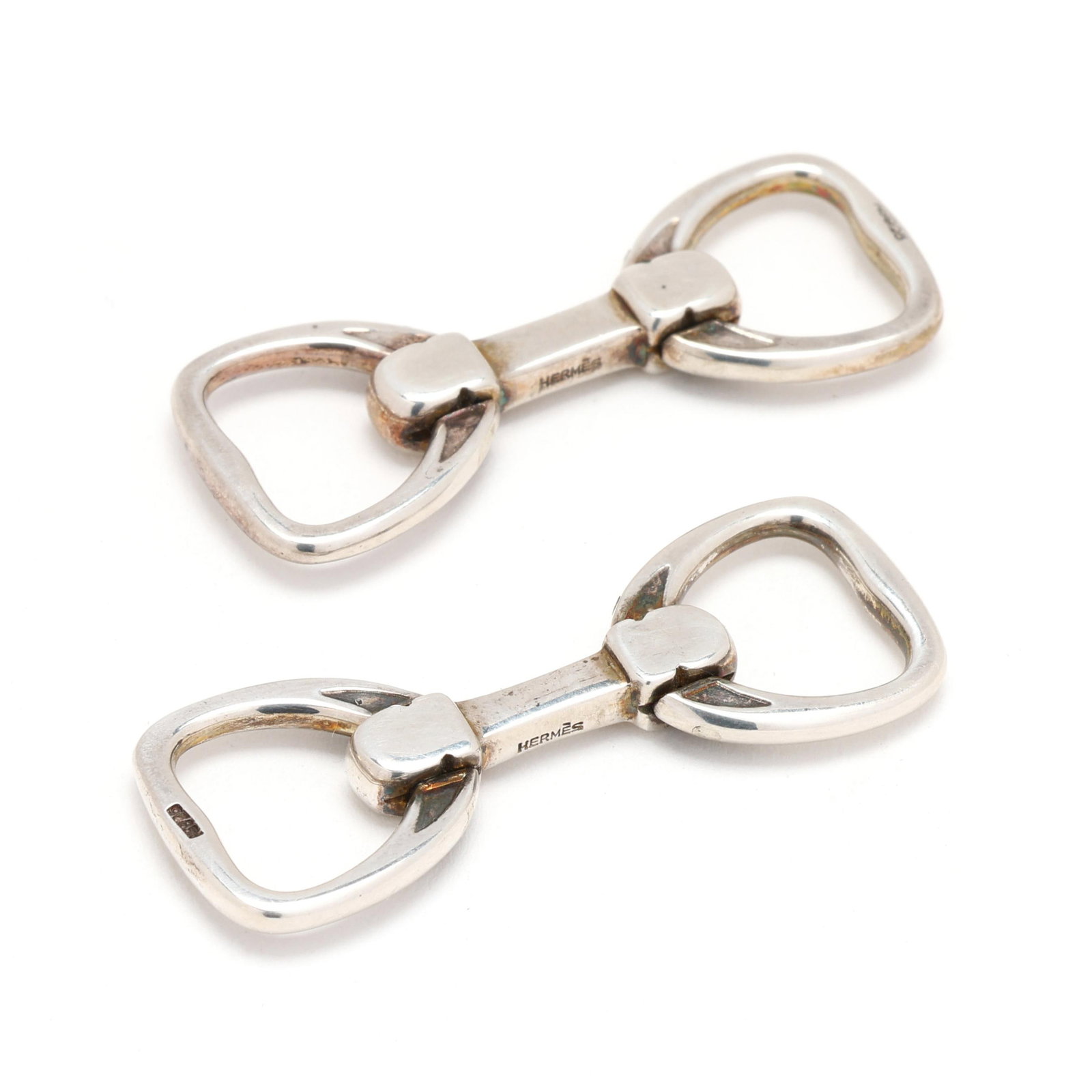 Pair of Silver Horsebit Cufflinks, Hermès (1 of 8)