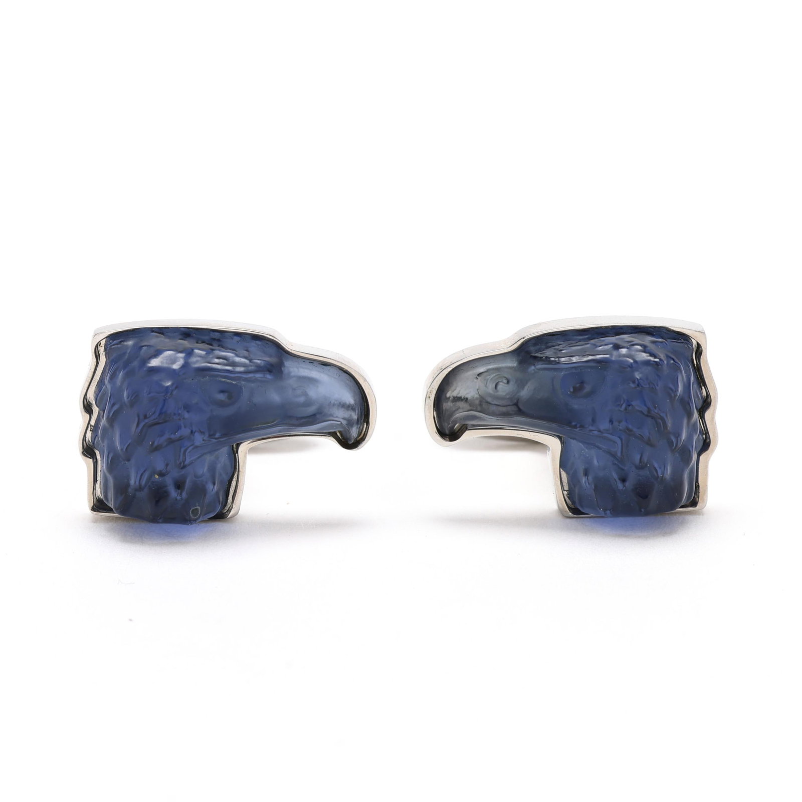 Crystal Eagle Head Cufflinks, Lalique (1 of 4)