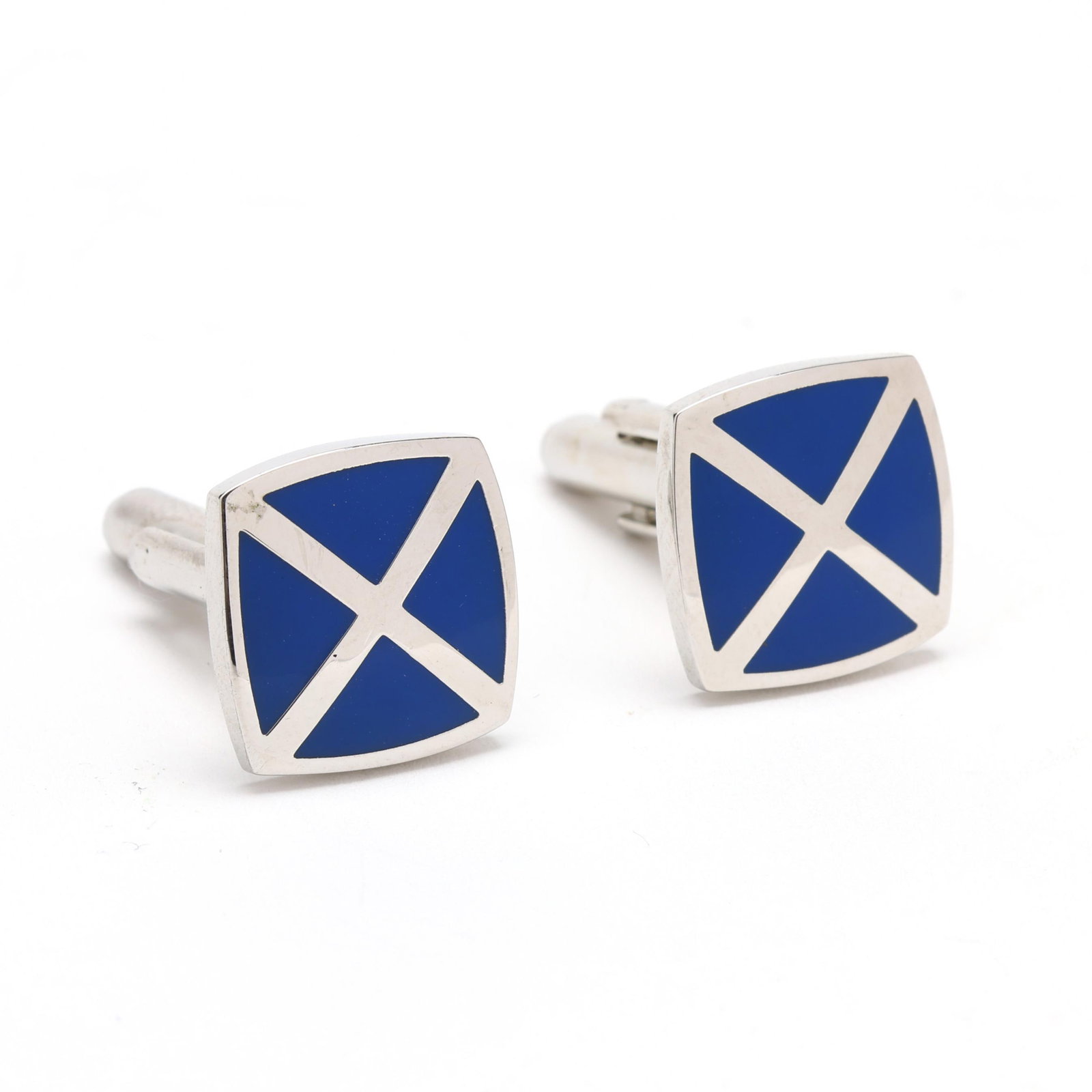 Silver-Plated and Enamel X Motif Cufflinks (1 of 2)