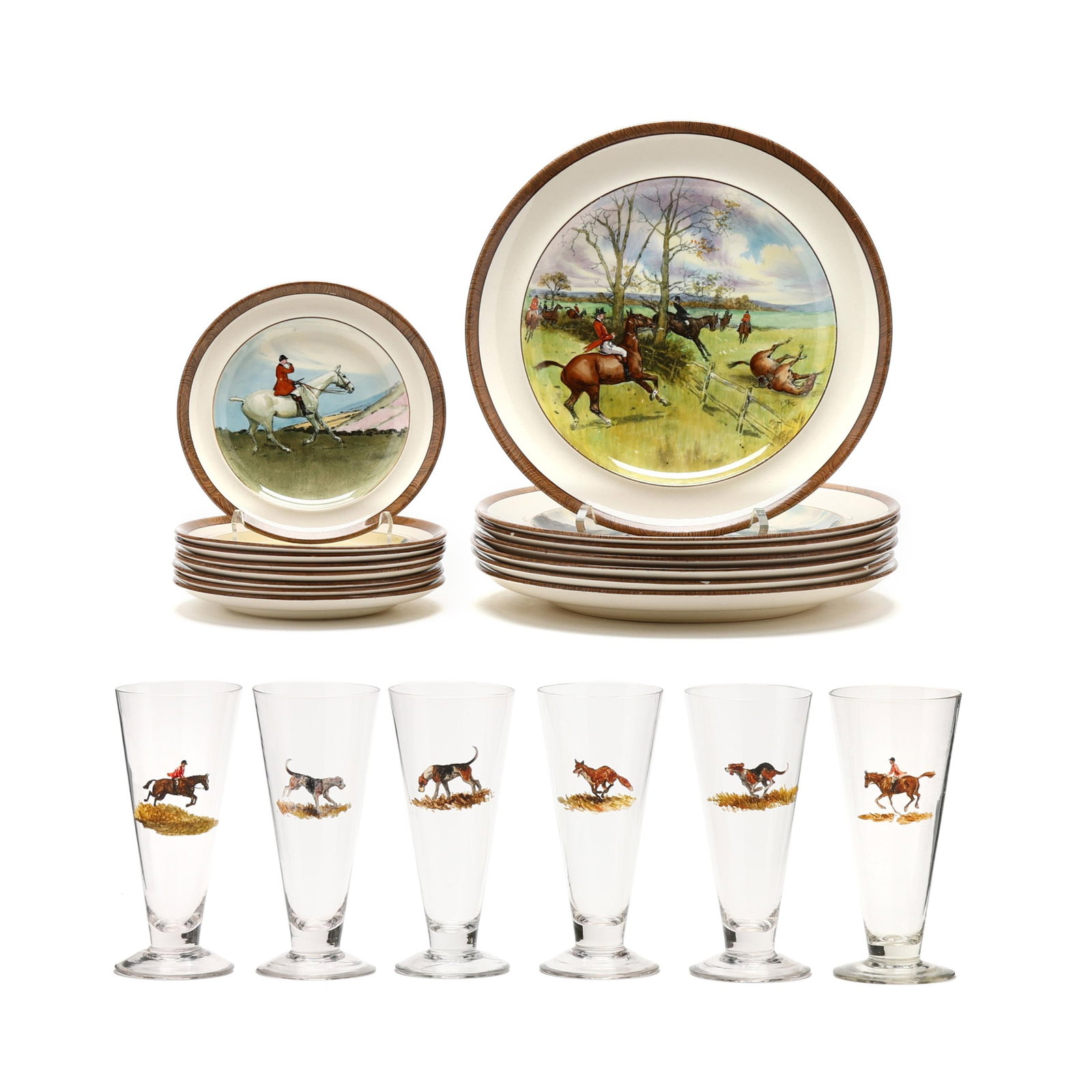 A Partial Set of Fox Hunting China by W. T. Copeland & Sons and Glassware (1 of 14)