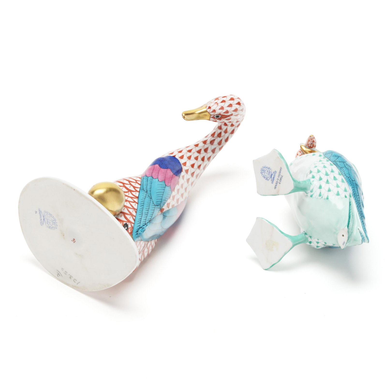 Three Herend Fishnet Porcelain Animals and a Trinket Box - 4