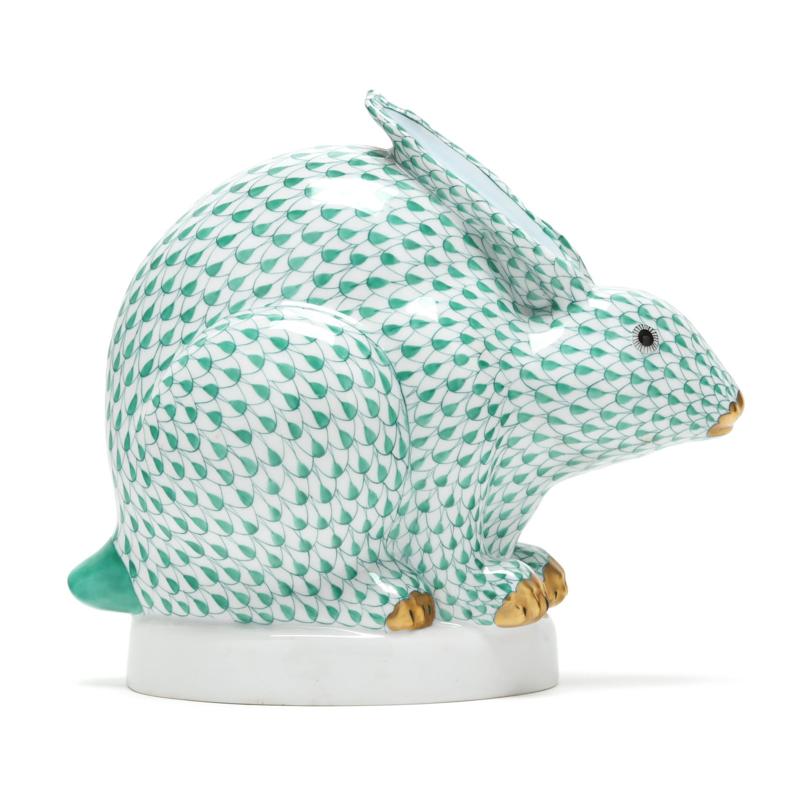 Herend Large Green Fishnet Porcelain Rabbit (1 of 5)