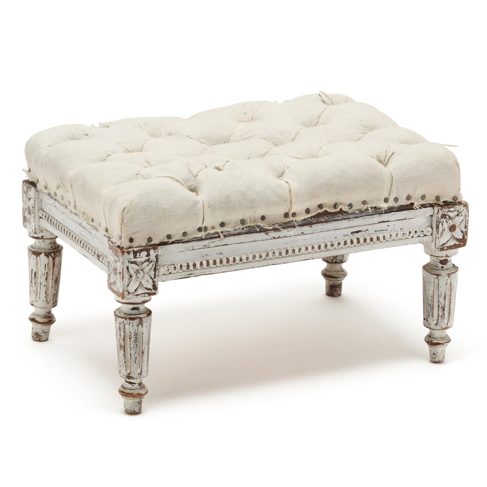 Louis XVI Style Painted and Tufted Diminutive Footstool (1 of 4)