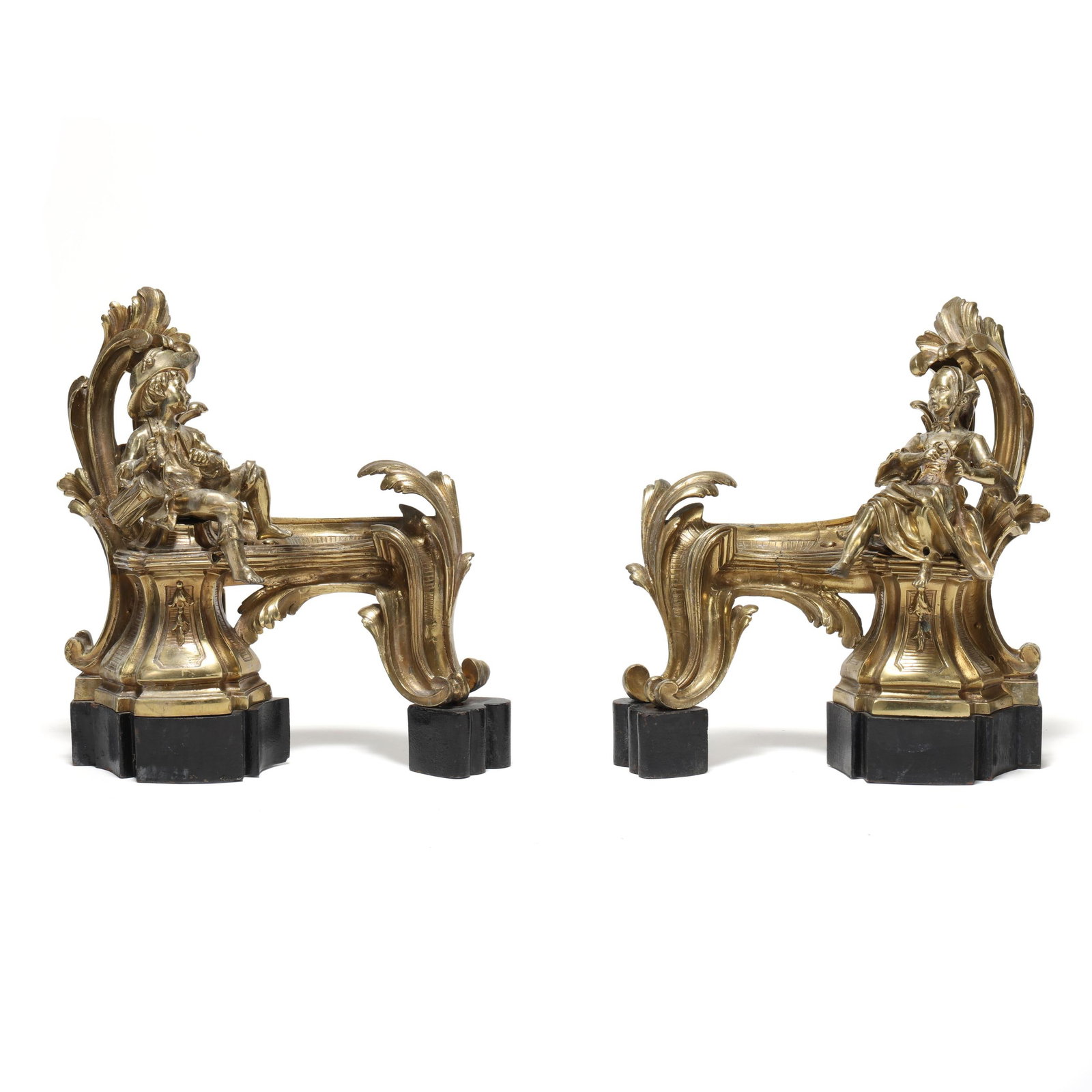 Pair of Gilt Bronze Rococo Style Figural Chenets (1 of 7)