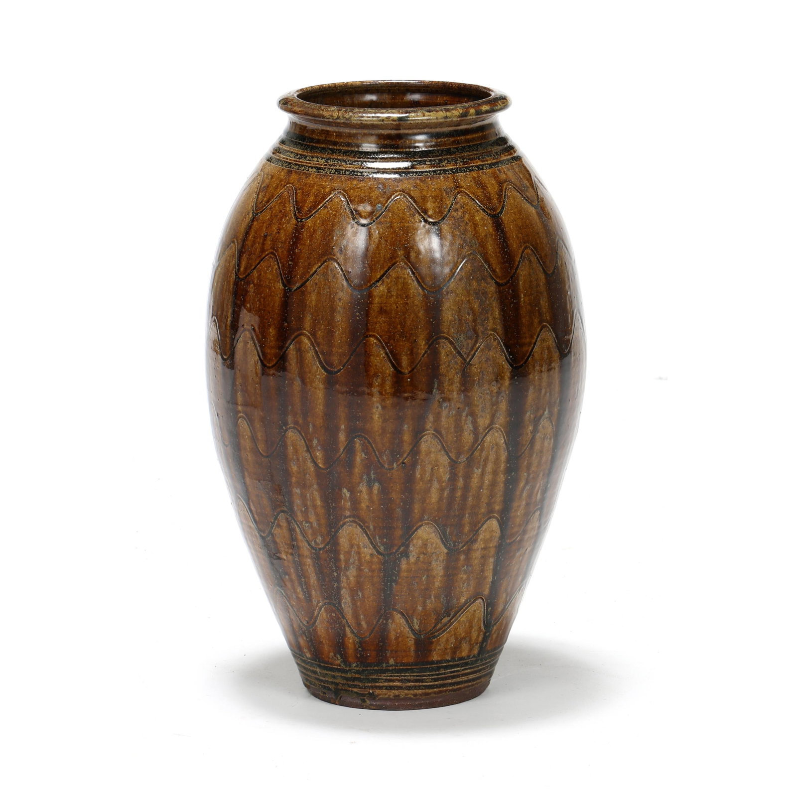 Kim Ellington (NC, b. 1954), Wave Decorated Pottery Jar (1 of 6)