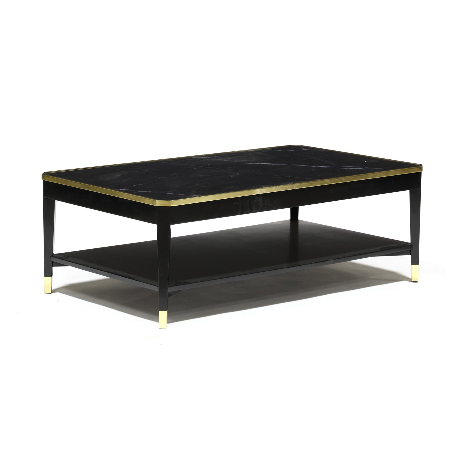 Modern History, Black Marble and Brass Cocktail Table (1 of 4)