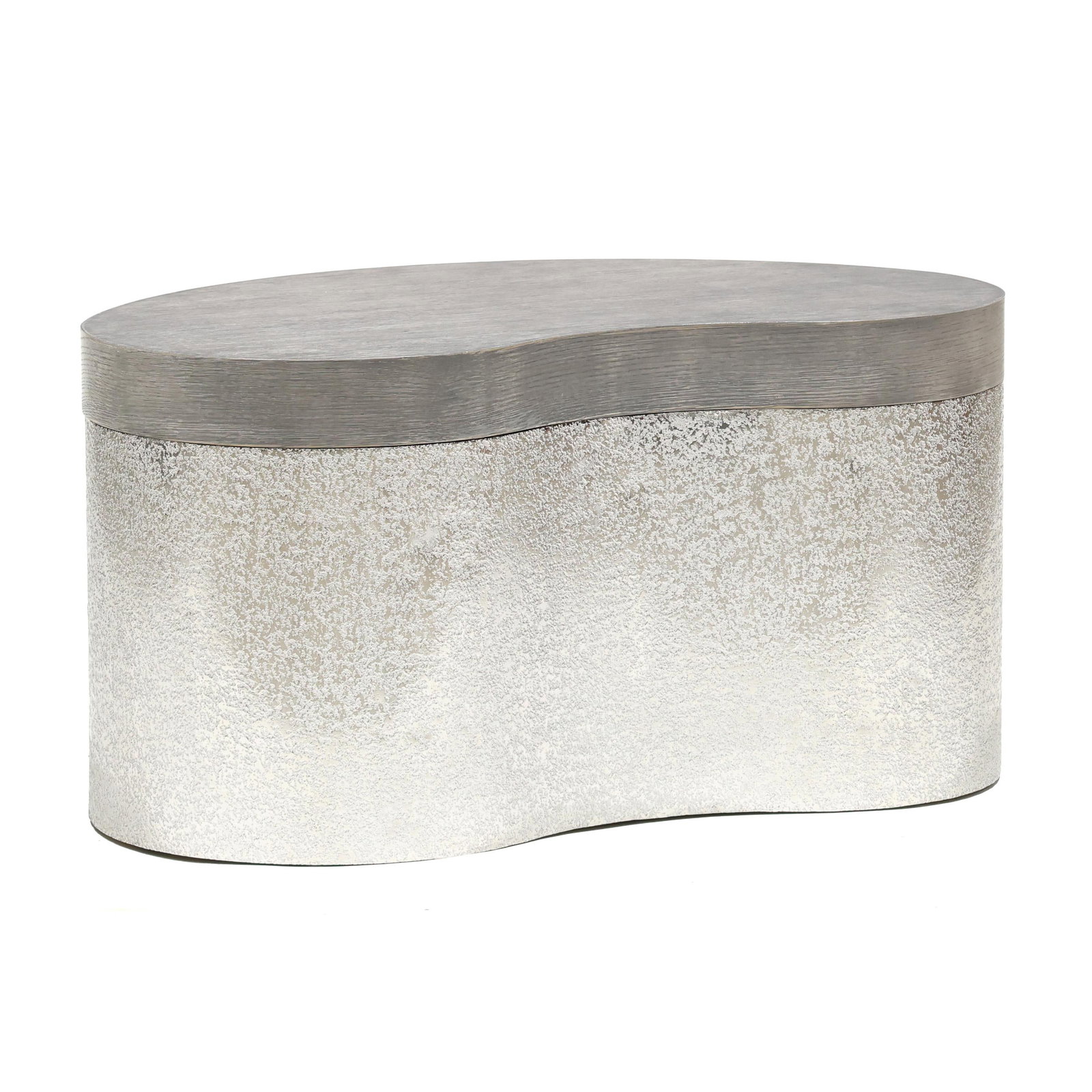 Ryan Korban, Nesting Coffee Table: Ryan Korban, Nesting Coffee Tablecontemporary, grey washed oak veneer top, cast and polished aluminum conforming base, labeled. 17 x 33 x 21 in. Retail $3,276 From the EJ Victor Showroom, High Point,