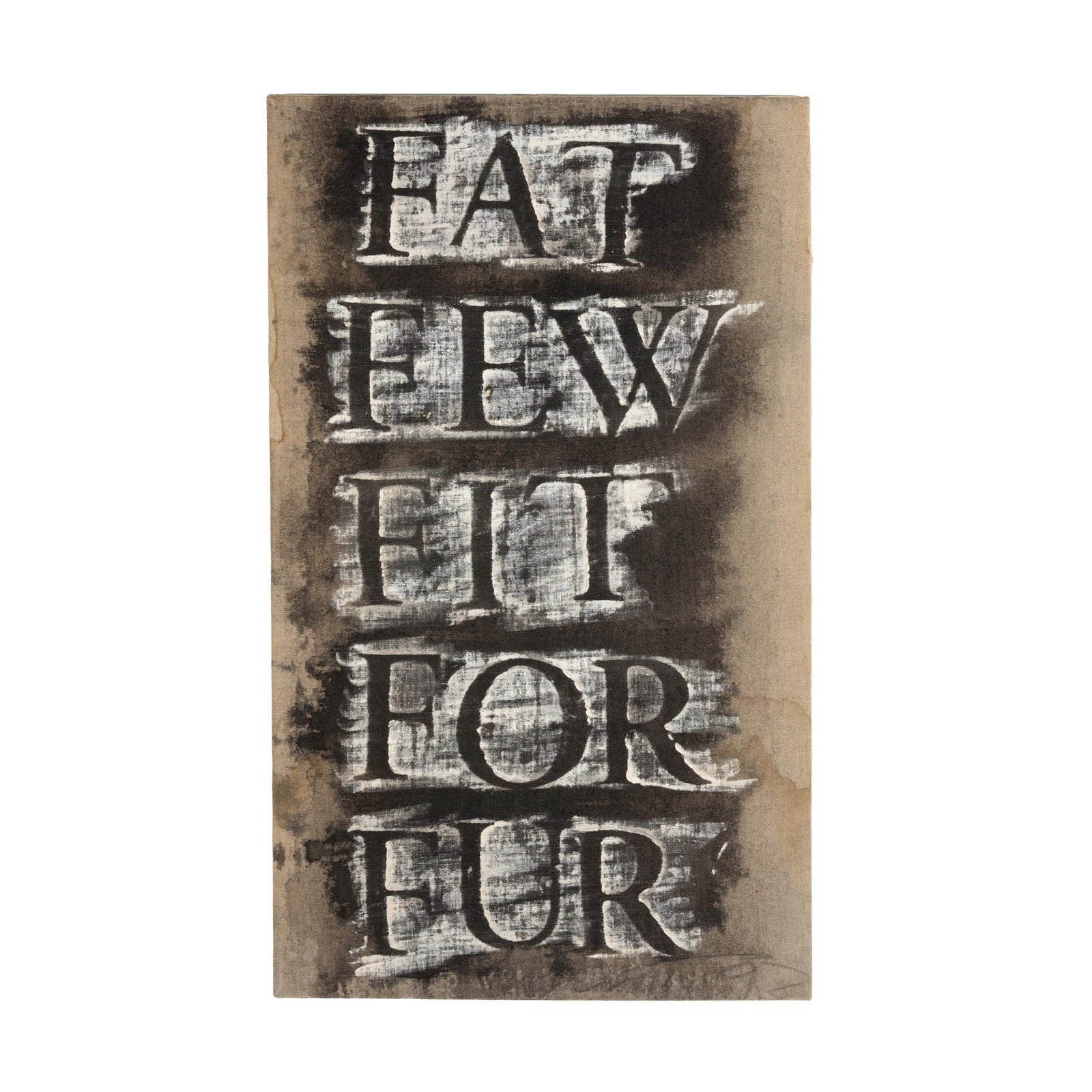 Vernon Pratt (NC, 1941-2000), Fat Few Fit For Fur: Vernon Pratt (NC, 1941-2000), Fat Few Fit For Furacrylic and wash on linen, 1993, signed and dated to lower right, not framed. 30 x 18 in. A native of Durham, North Carolina, Vernon Pratt attended Duk