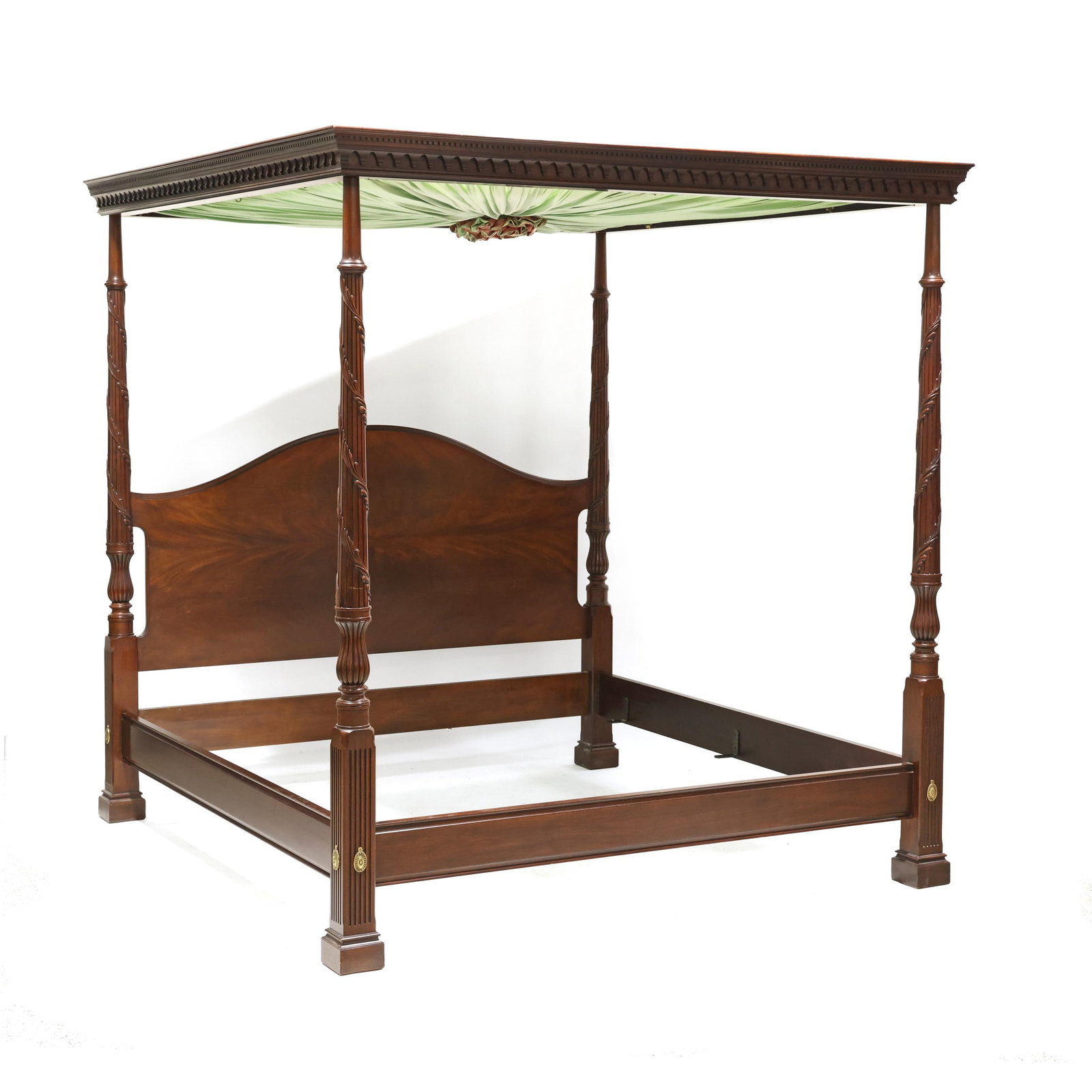 Henkel Harris, Chippendale Style Carved Mahogany King Size Bed with Tester (1 of 9)