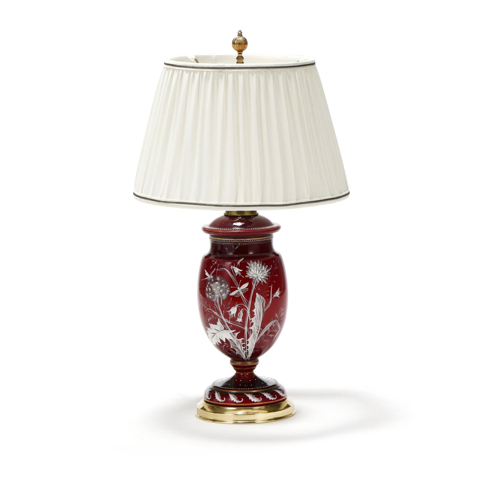 Ruby Red Enameled Glass Table Lamp with Shade (1 of 8)