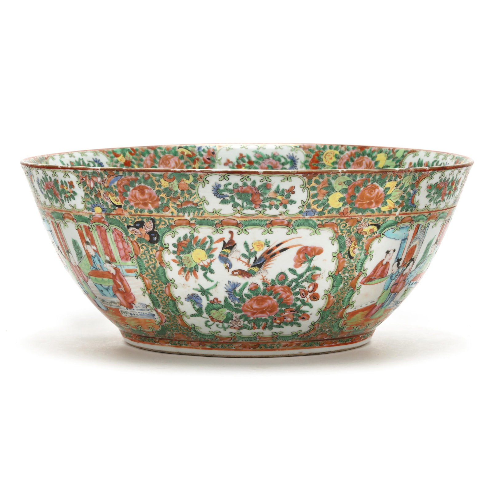 A Chinese Export Porcelain Rose Medallion Punch Bowl (1 of 7)