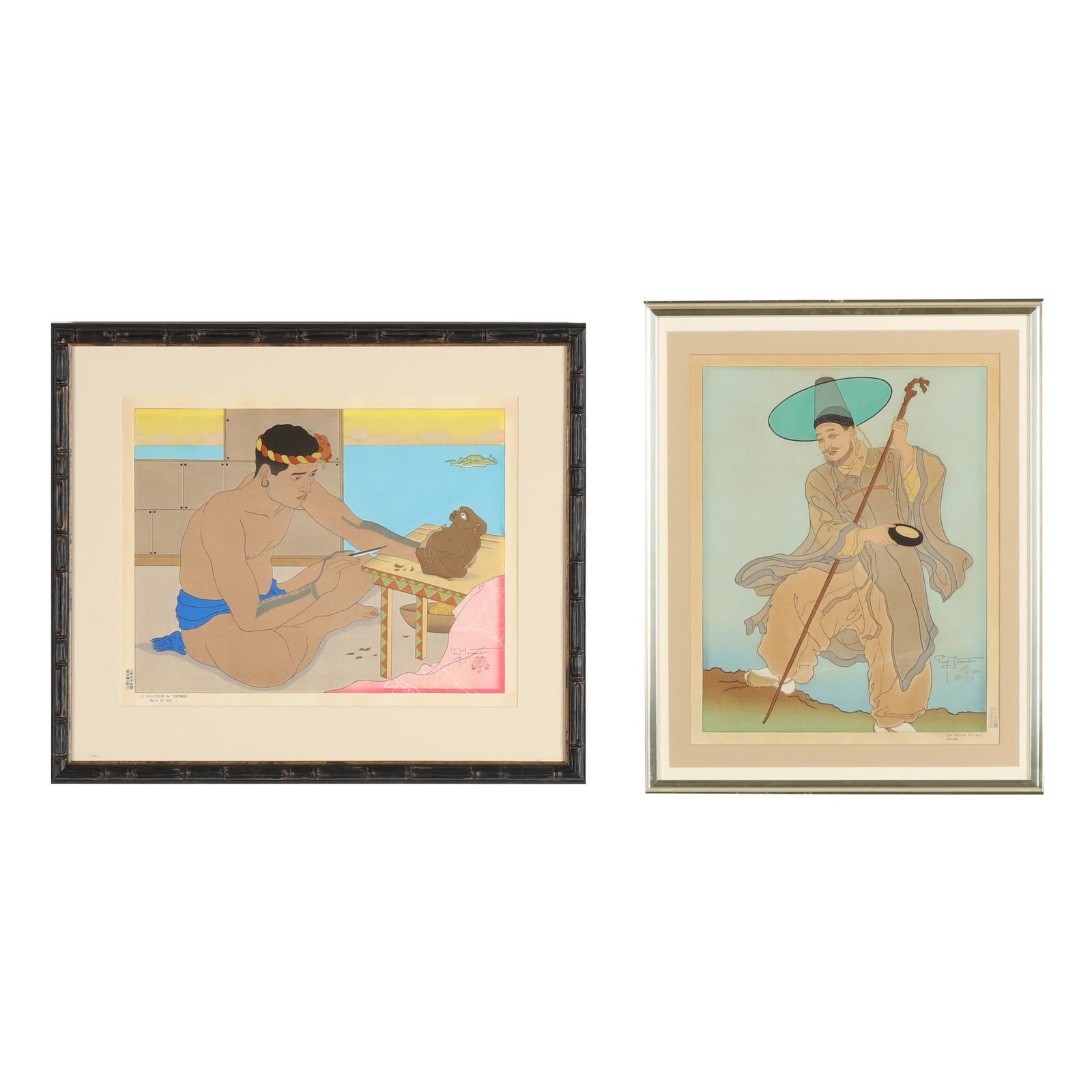 Paul Jacoulet (French, 1902-1960), Le Bronz Errant Corée / Le Sculpteur de Tokobueï (Two (1 of 9)