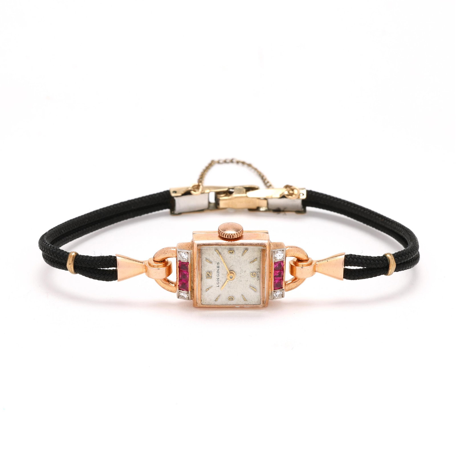 Retro Lady's Rose Gold and Gem-Set Watch, Longines (1 of 4)