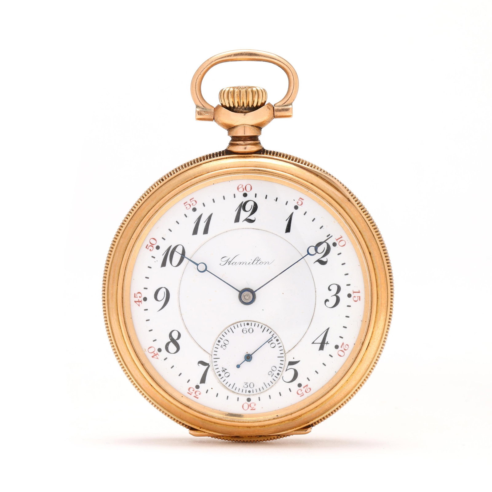 Gold Open Face Case Pocket Watch, Hamilton (1 of 6)