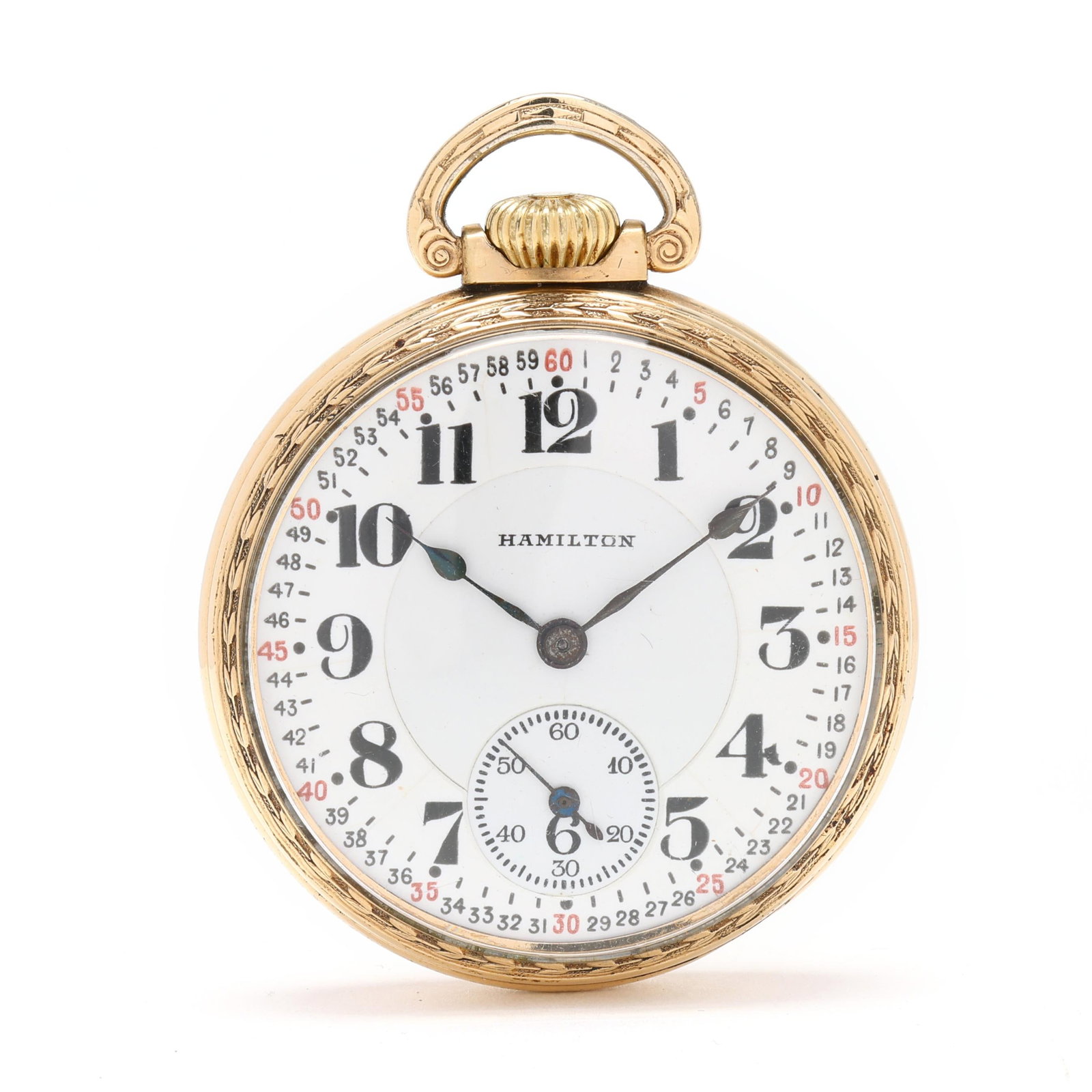Gold-Plated Open Face Railroad Grade Pocket Watch, Hamilton (1 of 6)