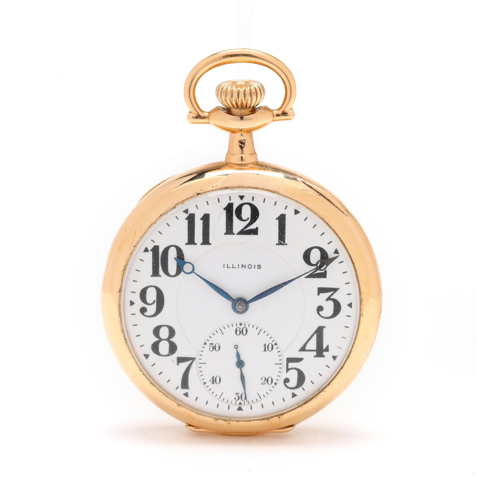 Gold Open Face Case Railroad Grade Pocket Watch, Illinois (1 of 7)