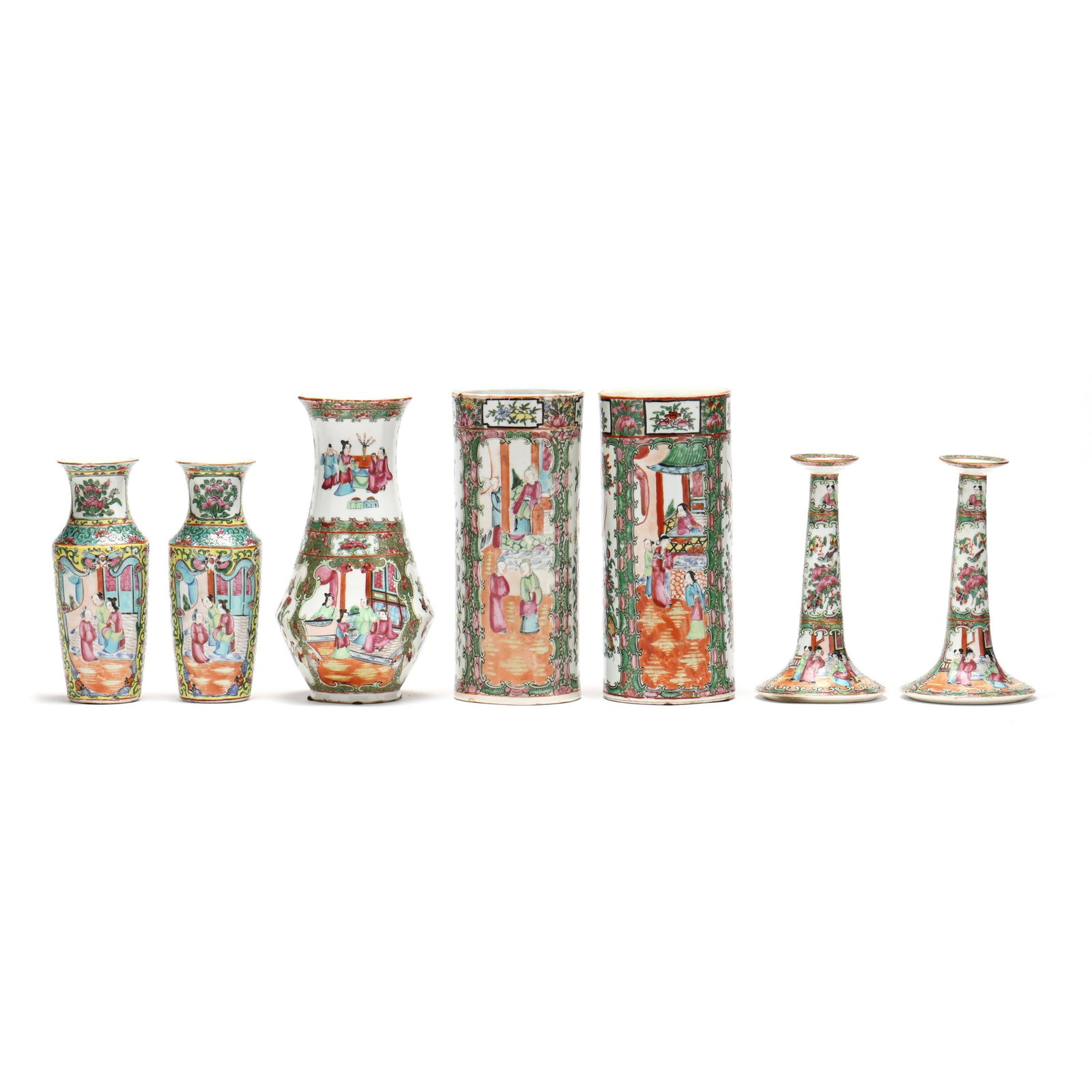 Seven Pieces of Chinese Export Rose Medallion Porcelain (1 of 12)