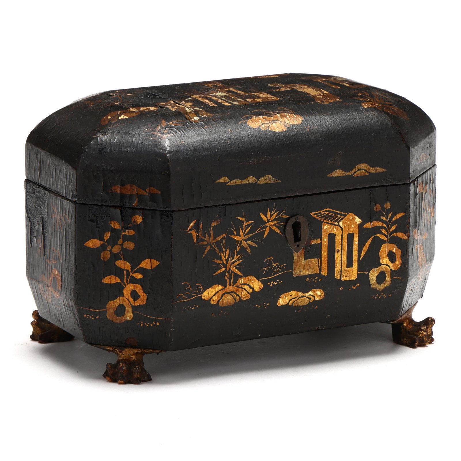A Chinese Export Lacquered and Gilded Tea Caddy (1 of 7)