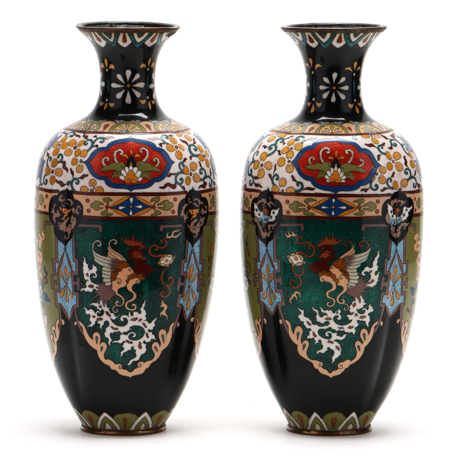 A Pair of Tall Asian Cloisonne Vases (1 of 6)