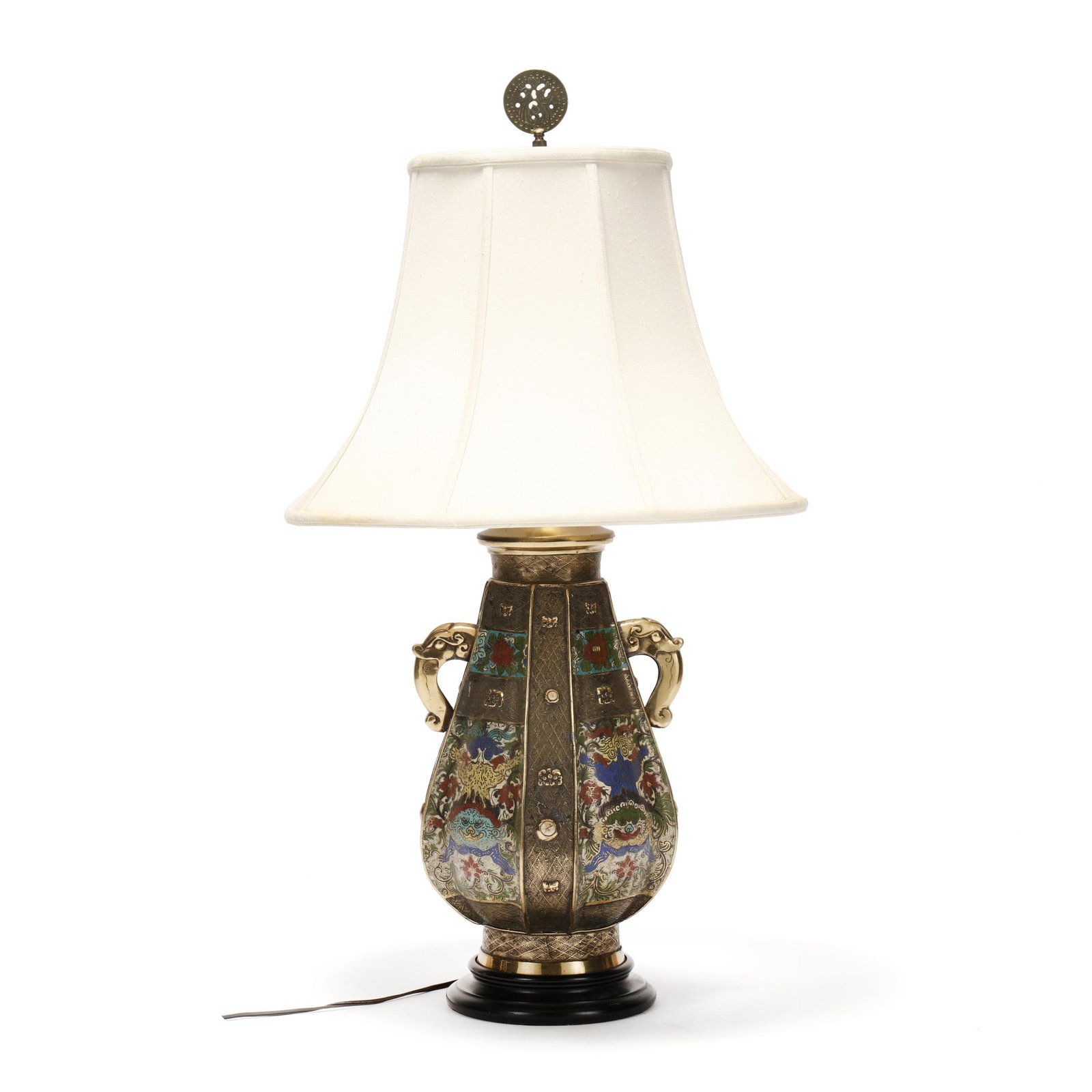 Asian Brass Champleve Table Lamp (1 of 7)