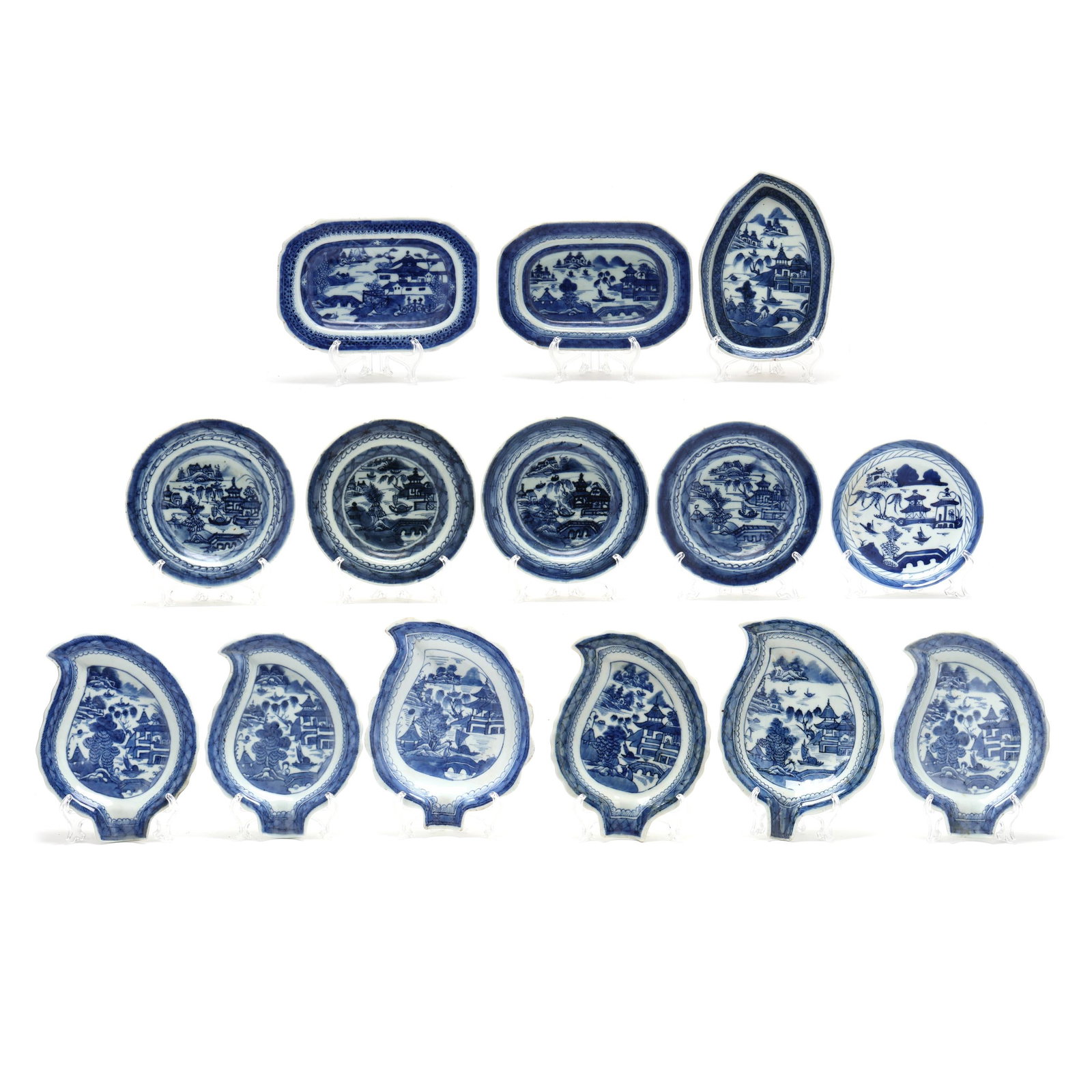 A Collection of Chinese Export Porcelain Blue Canton Dishes (1 of 17)