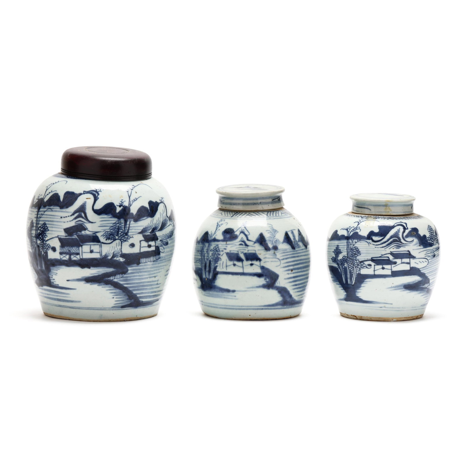 Three Chinese Blue & White Porcelain Ginger Jars (1 of 8)