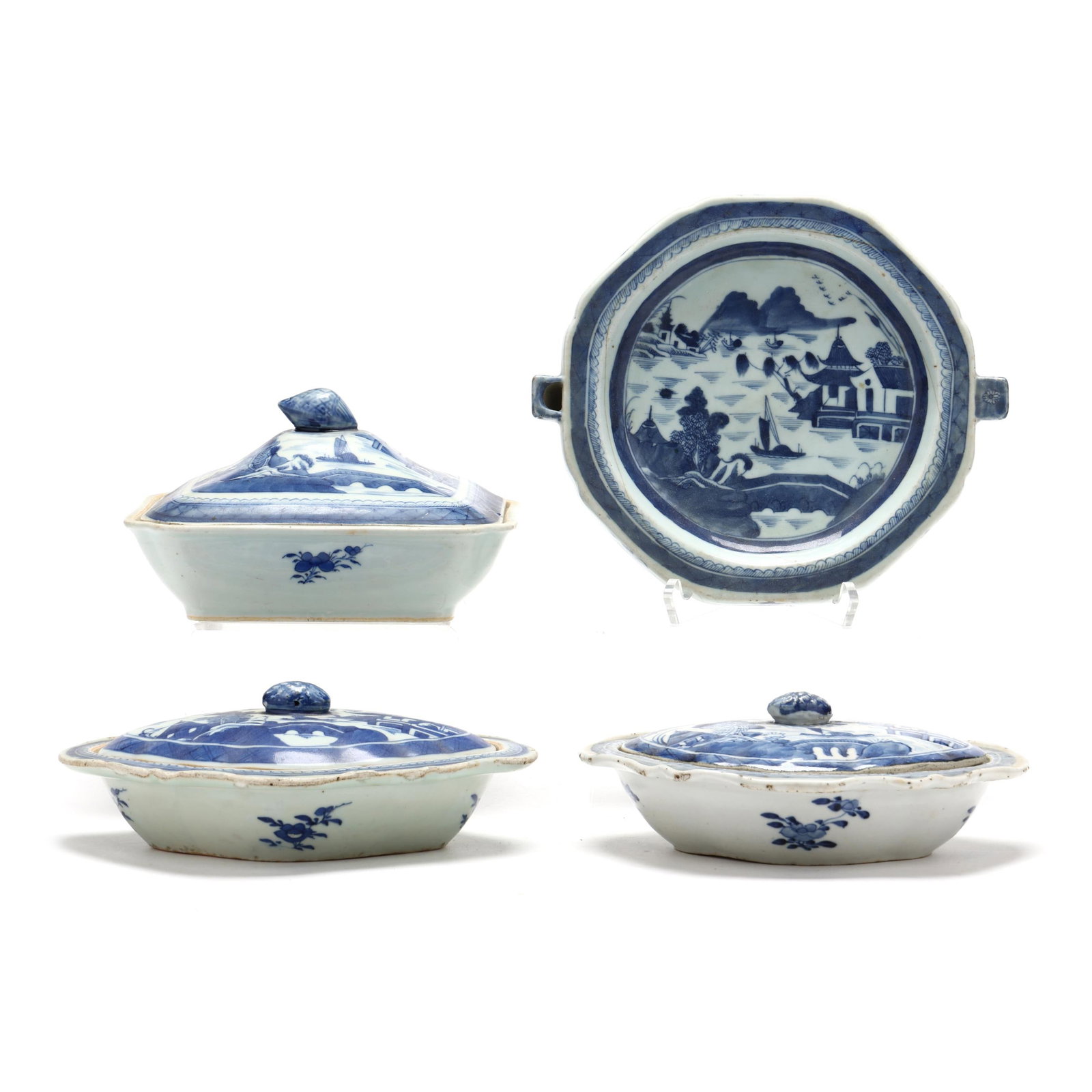 A Group of Chinese Export Porcelain Blue Canton Serving Items (1 of 15)