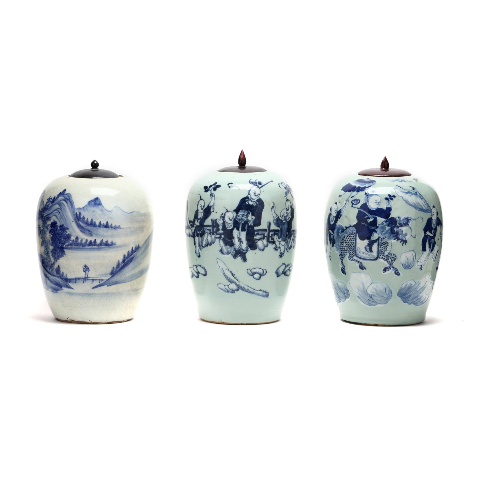 Three Chinese Blue and White Porcelain Tall Ginger Jars (1 of 8)