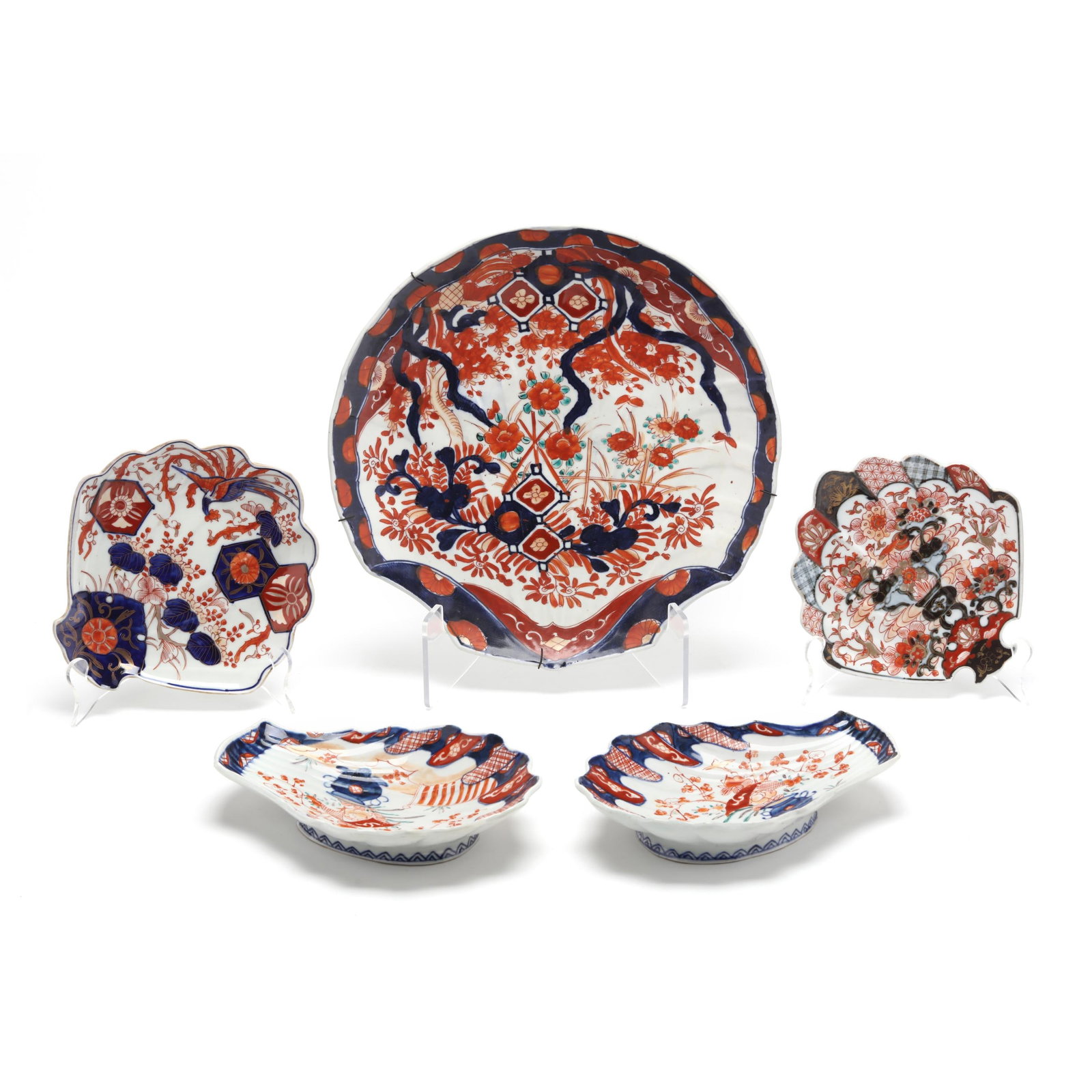 A Collection of Five Japanese Imari Porcelain Shell Dishes (1 of 7)