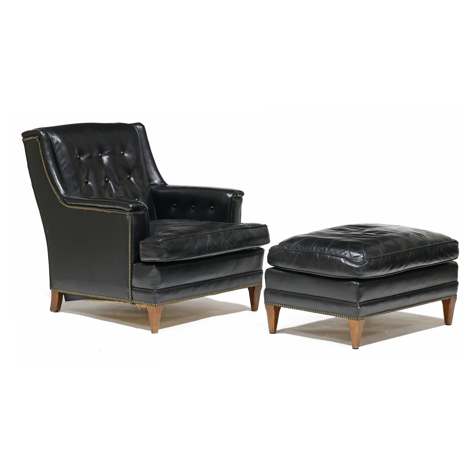 Vintage Henredon Leather Upholstered Club Chair and Ottoman (1 of 10)